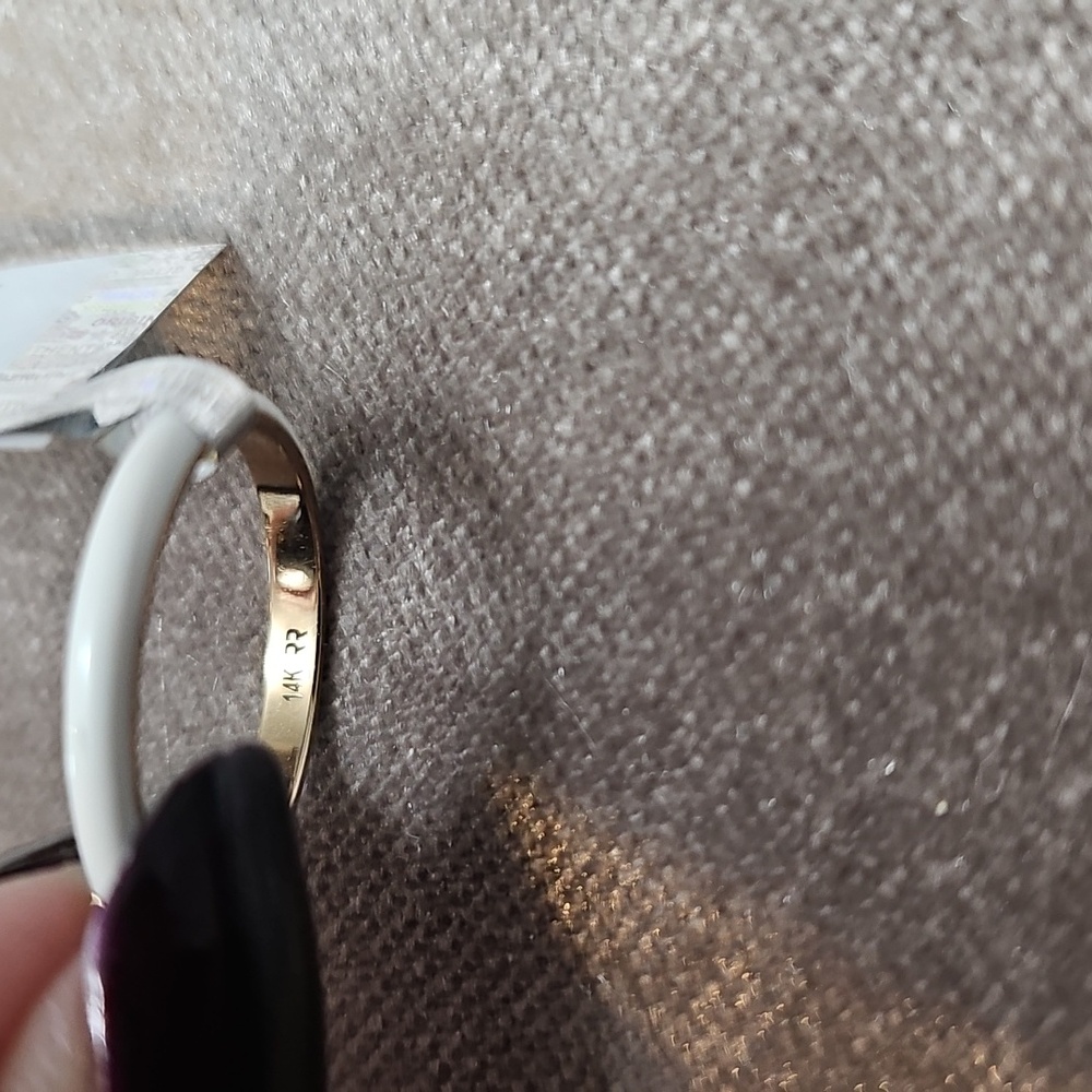 Solid Gold Turquoise Enamel Ring - image 4